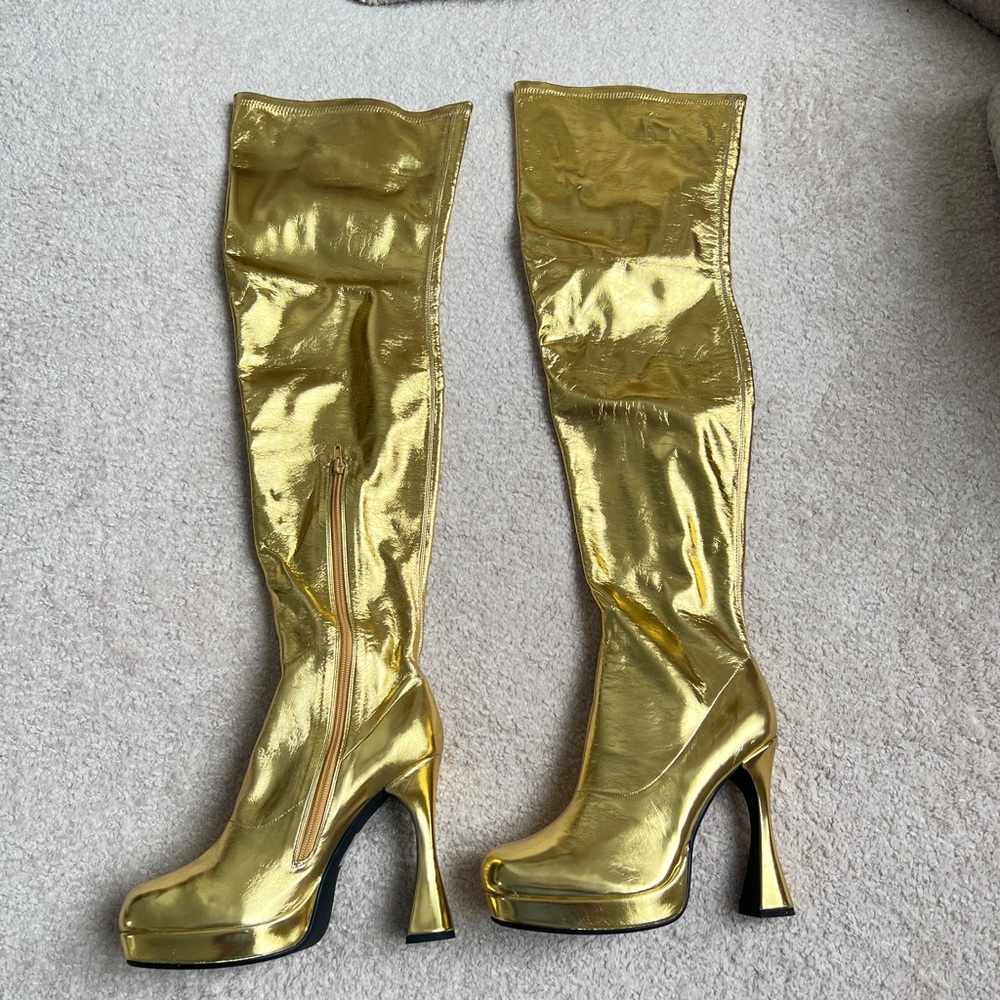 Jeffrey Campbell Gold Over the Knee Boots